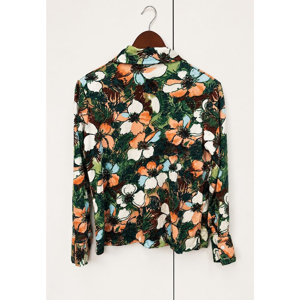 Vintage 70s Floral Print Button Up Blouse size S/M Fit Dagger Collar Statement - Picture 4 of 10